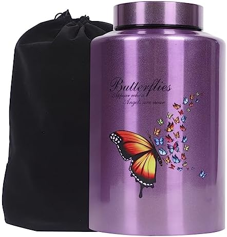 Purple Butterfly Cremation Urn for Women Up to 220 lbs