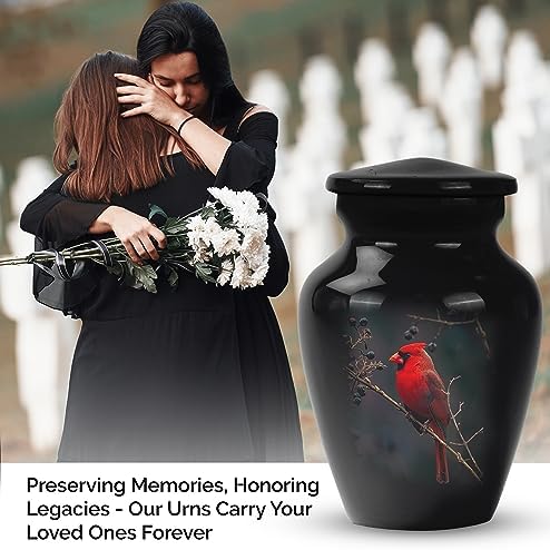 Set of 4 Red Cardinal Bird Mini Keepsake Urns for Human Ashes