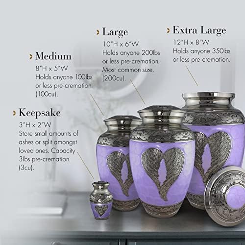 Purple Angel Cremation Urn for Women - Elegant Handmade Keepsake