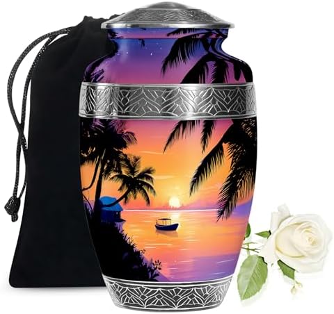 10 Inch Beach Cremation Urns for Mom Dad - Decorative Urn for Adult Ashes