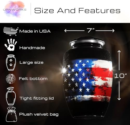 Military Urn for Human Ashes - American Flag Cremation Urn Made in USA