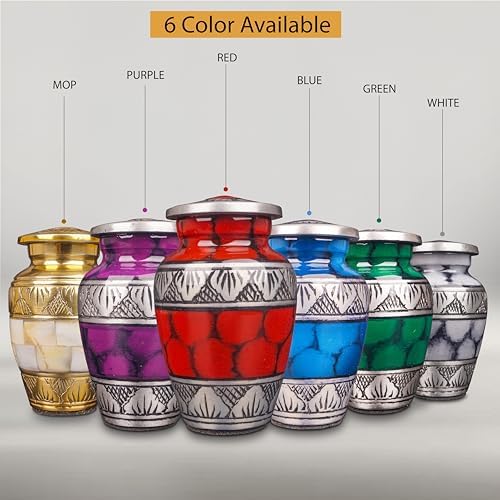 Small Keepsake Cremation Urn with Velvet Case and Funnel Purple Mini Urn for Human Ashes Family Pet or Flowers