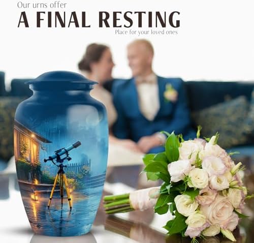 JAGASY 10 Inch Aluminum Ash Urn - Decorative Memorial Cremation Urn for Adult