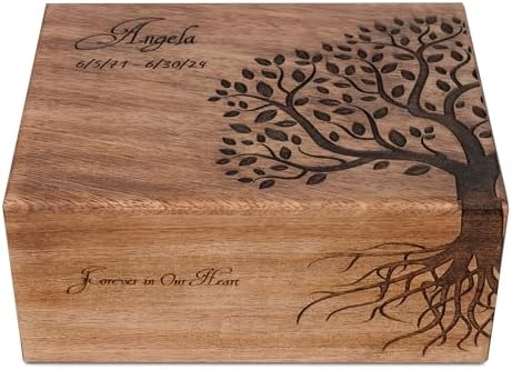 Personalized Wooden Cremation Urn Tree With Bird Design