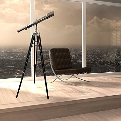Vintage Nickel Finish Brass Telescope with Wooden Tripod