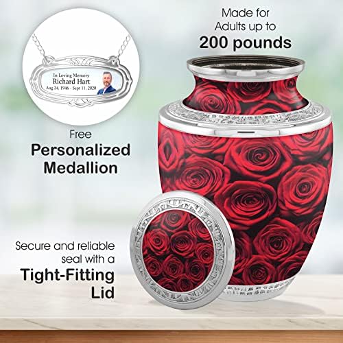 Elegant Rose Cremation Urns for Adult Ashes - Handcrafted with Velvet Bag