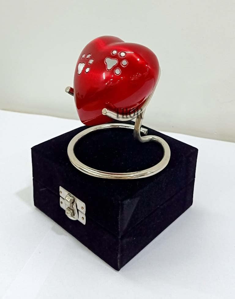 Red Footprint Small Pet Urns for Human Ashes - Mini Urns Heart Keepsake Cremation Urn - Love Charms Option