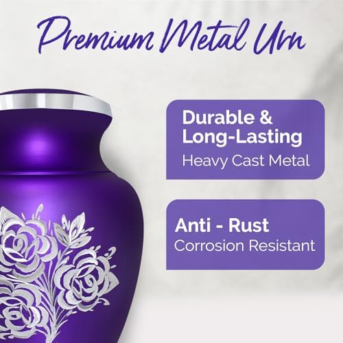 Elegant Purple Rose Cremation Urn - Handcrafted for Women and Men