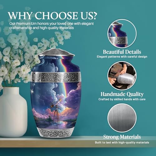 Telescope Urn for Human Ashes - 10 Inch Large Velvet Bag Urn