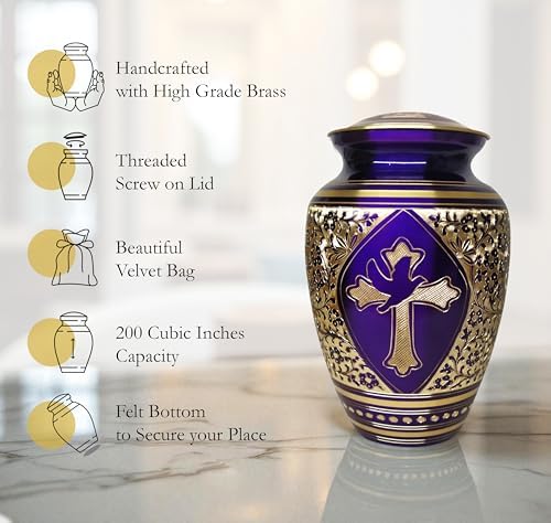 Gold Transcendent Cross Cremation Urn for Adult 10 Inches Tall