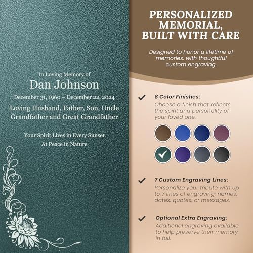 Amaranthine Urn Decorative Cremation Urn for Human Ashes - Customizable Text Color and Base 1