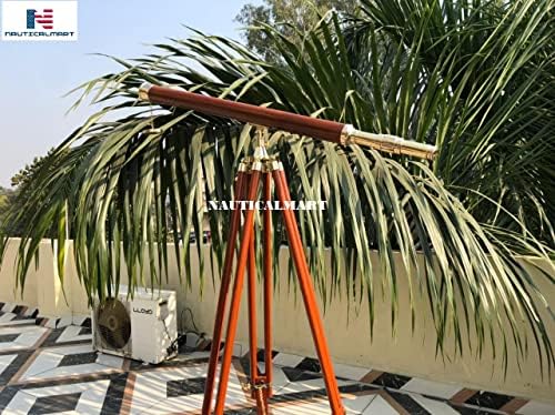 Floor Standing Brass Telescope with Leather Viewfinder 60 Inches