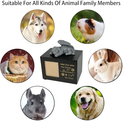 Elegant Wooden Pet Urn with Angel Statue and Photo Frame