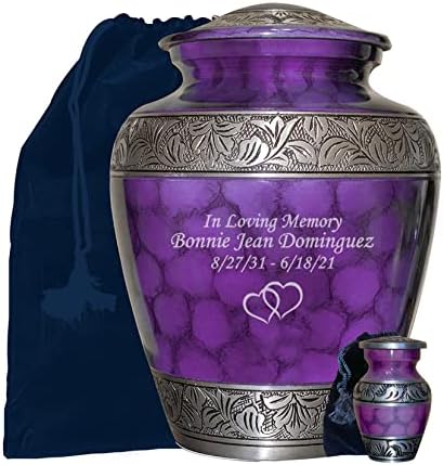 NWA Customized Purple Cremation Urn with Velvet Bag