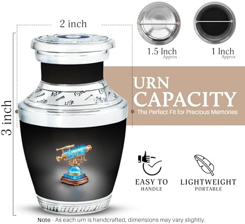 Telescope Decorative Urns Set of 2 - 3 Inch Keepsake Urns for Adult Ashes