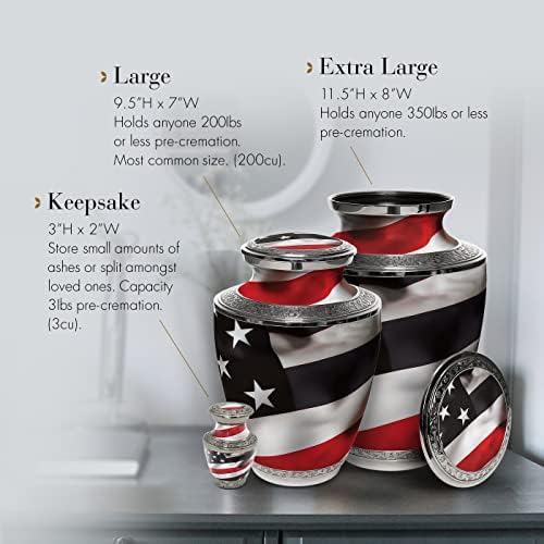 Red Line Flag Cremation Urn for Adult Male