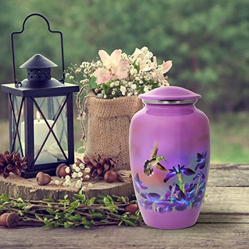 Cremation Urn with Satin Bag Large Handcrafted Hummingbird Design