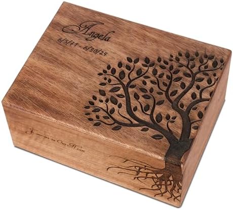 Personalized Wooden Cremation Urn Tree With Bird Design