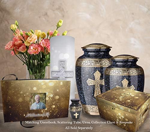 Black Cross Cremation Urn for Adult Male - Handcrafted