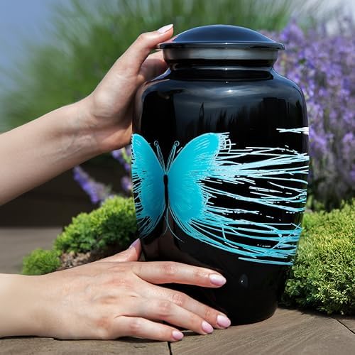 Butterfly Urns for Human Ashes - Large Black Cremation Urn Made in USA