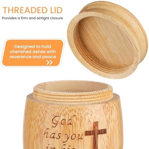Bamboo Cremation Urn Set of 2 with Tree of Life Pattern