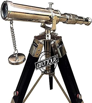 Brass Telescope with Wooden Tripod Victorian Style Decorative Piece