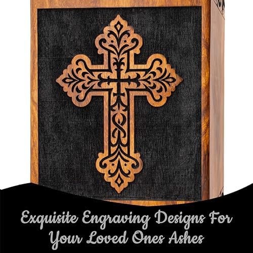 Handcrafted Wooden Urn with Celtic Cross Design