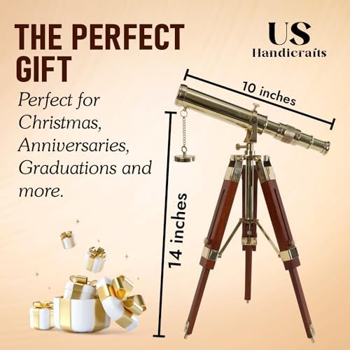 Vintage Brass Telescope with DF Lens and Tripod Stand