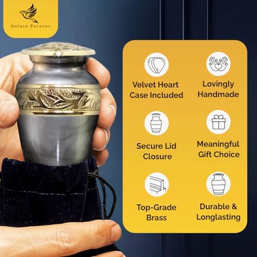 Solace Forever Small Urn for Ashes - Gray Mini Urn