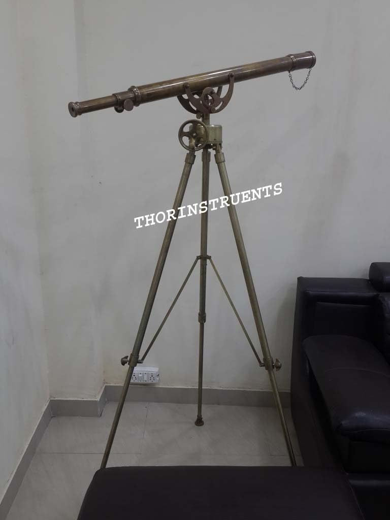 Nautical Design Brass Telescope Adjustable Antique Tripod Stand Floor Decor