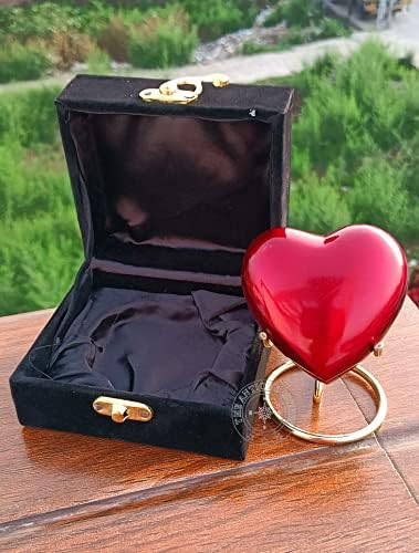 Premium Red Heart Urn with Box and Brass Stand