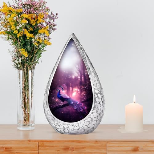 Purple Peacock Mini Urn for Human Ashes - 3 Inch