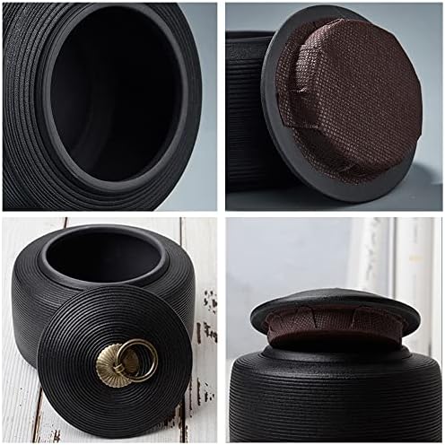 DGBG Cremation Ceramic Urn Black Velvet Bag Decorative