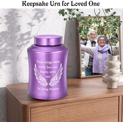 SOITIS Angel Wings Urn for Ashes - 827 Inch Purple Memorial Urn