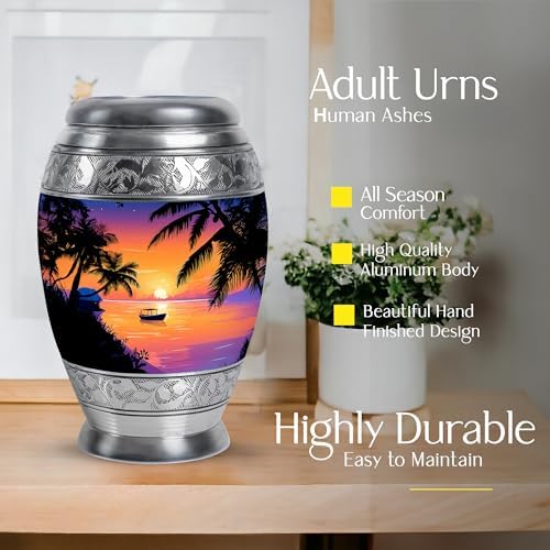 Stylish Cremation Urn for Adult Ashes - 10 Inch Large 3 Inch Small Combo