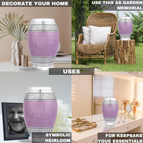 Metal Alloy Cremation Urn - Lavender Silver 105