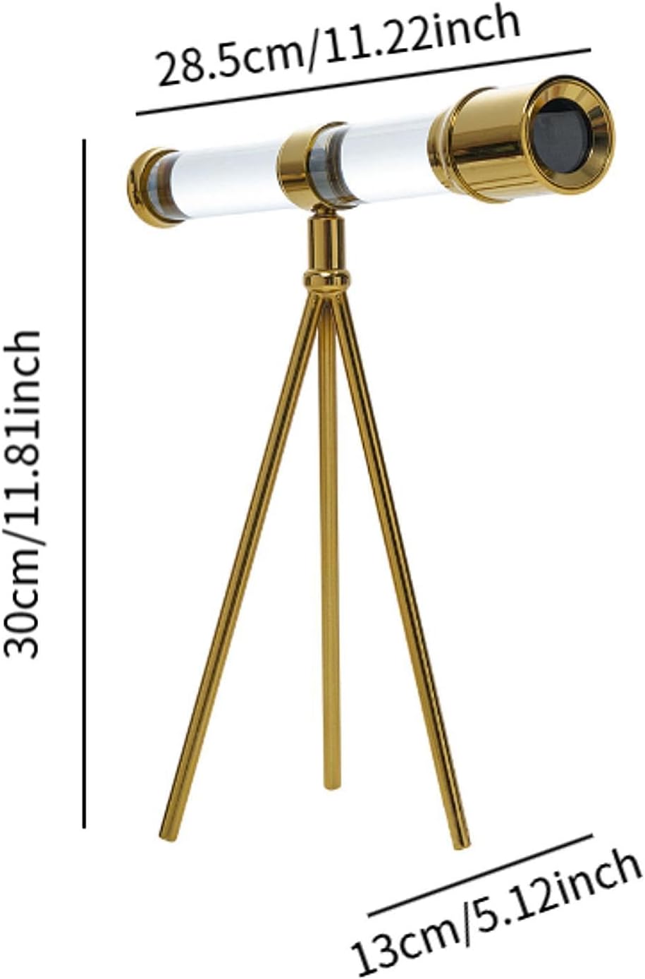 Glass Telescope with Metal Bracket Decorative Statue for Home Decor