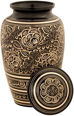 Villarose Brass Cremation Urn with Floral Design