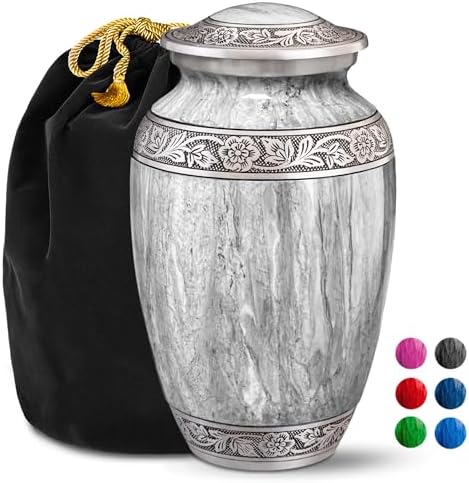 Light Gray Watercolor Urn for Human Ashes - Large Cremation Urn for Men and Women