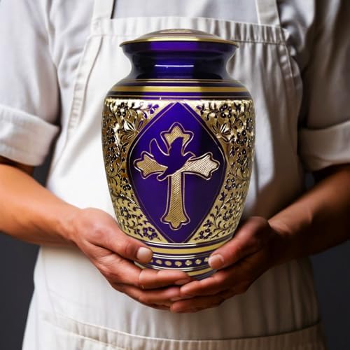 Gold Transcendent Cross Cremation Urn for Adult 10 Inches Tall