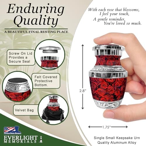 Crimson Rose Urn for Ashes - Small Memorial Urn for Women