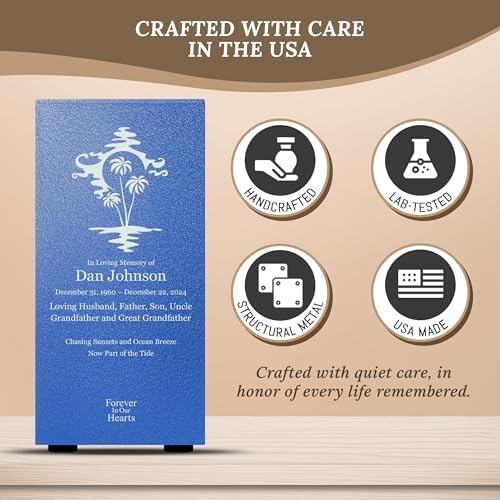 Amaranthine Urn Decorative Cremation Urn for Human Ashes - Customizable Text Color and Base