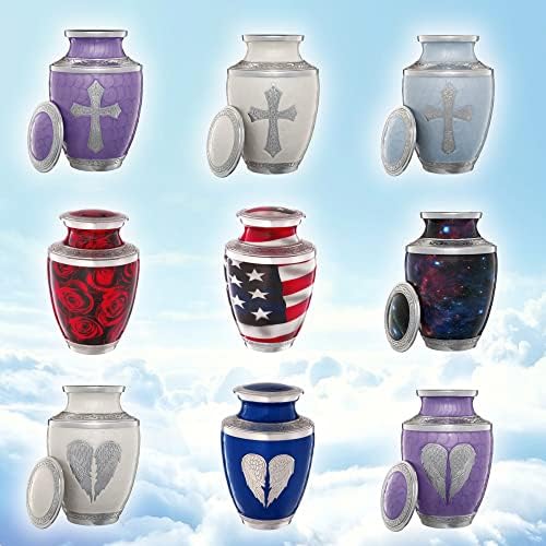 4 Purple Urns for Ashes Set - Cremation Keepsakes with Velvet Box