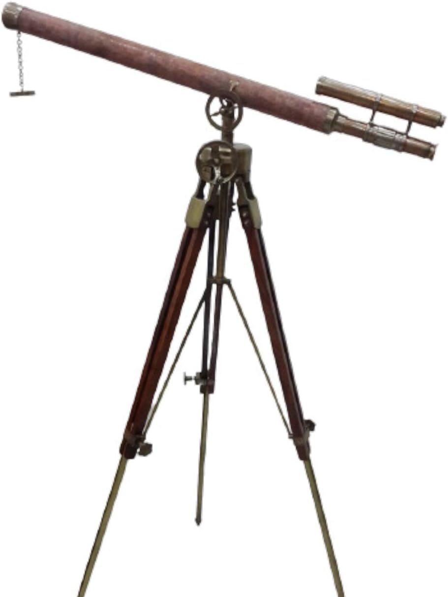 Vintage Royal Solid Brass Marine Telescope with Tripod Stand