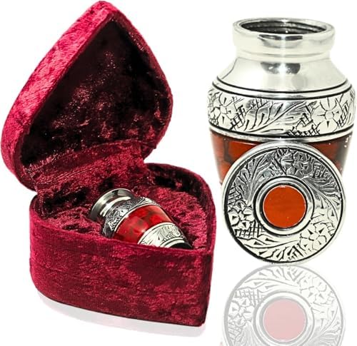 Mini Keepsake Urn for Ashes with Velvet Heart-Shaped Box