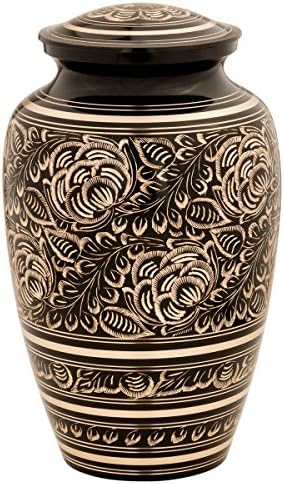 Villarose Brass Cremation Urn with Floral Design