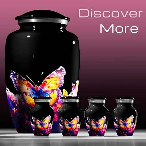 UrnWorks Black Butterfly Urn for Human Ashes - Large