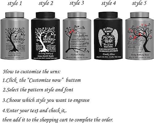 Personalized Cremation Urn with Custom Engraving and Red Bird Design