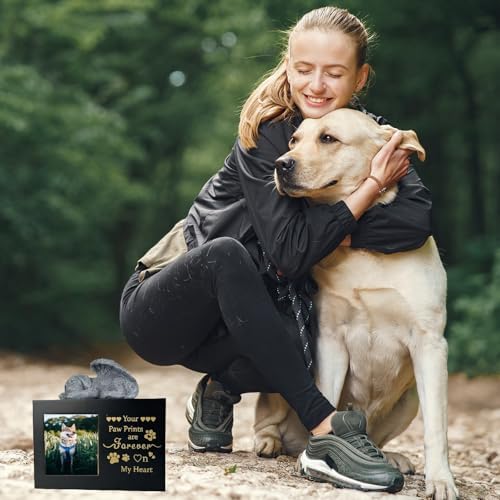 Elegant Wooden Pet Urn with Angel Statue and Photo Frame