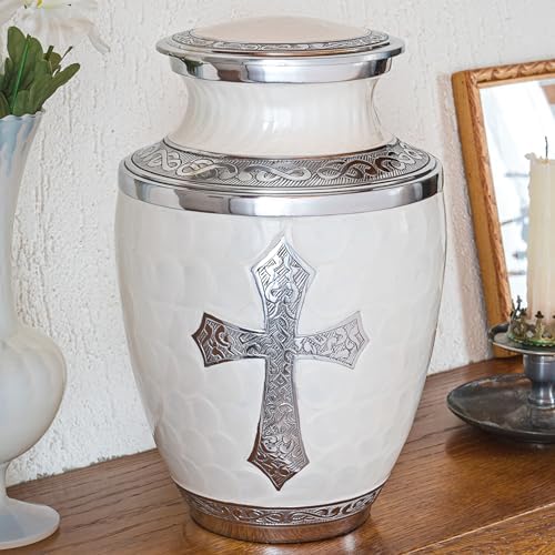 White Urn for Ashes - Handcrafted Funeral Urna